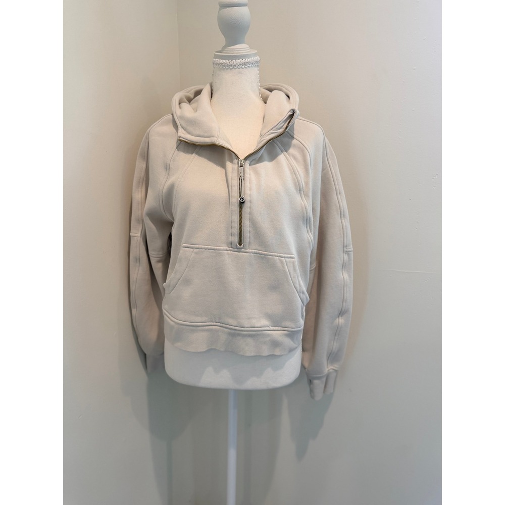 Lululemon Scuba Oversized Half Zip Hoodie White Opal Gold Zipper LW3GF9S XS/S